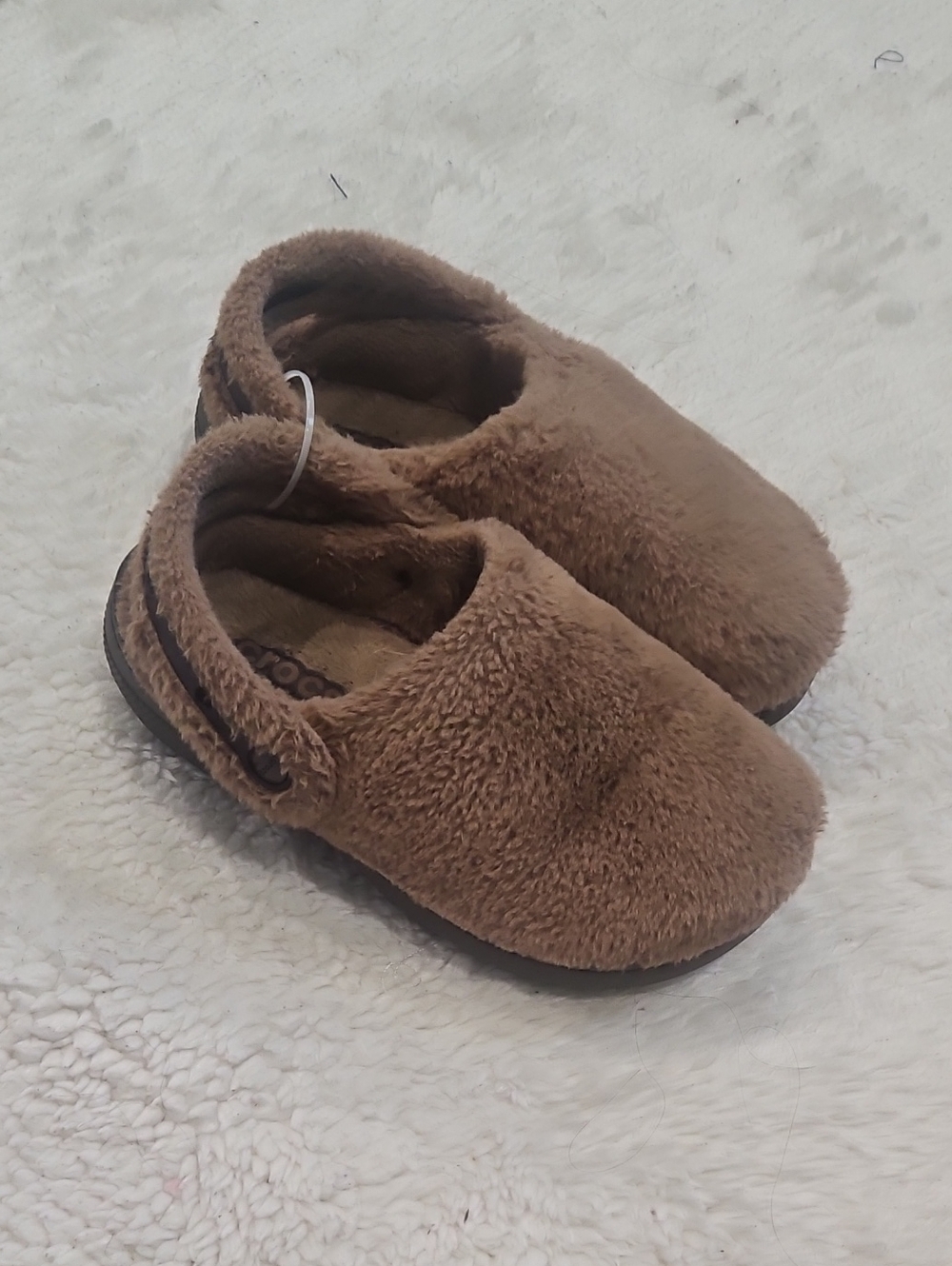 CROCS Brown Plush Faux-Fur Clogs with Back Strap